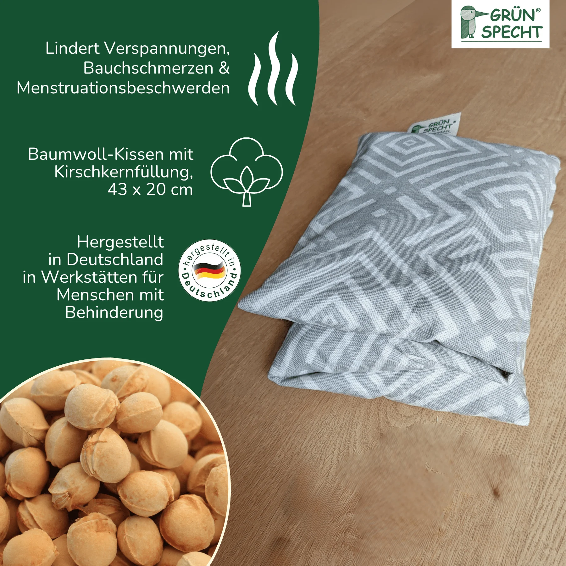 Kirschkern-Wärme-Auflage, 43 x 20 cm, in Geschenkbox - Image 6